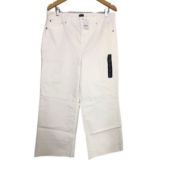 J. Crew Wide Leg Crop Jeans  All-Day Stretch High Rise Seashell White NWT 32 - Picture 5 of 14